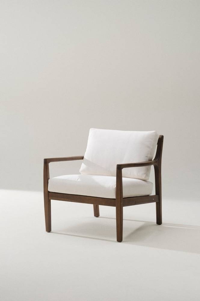 LUCEA fåtölj Teak/Naturvit