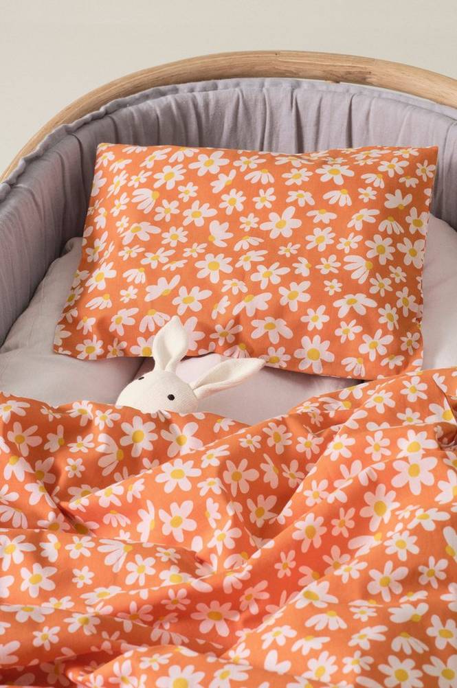 DAISY BABY påslakanset vagn/vagga - ekologisk Orange