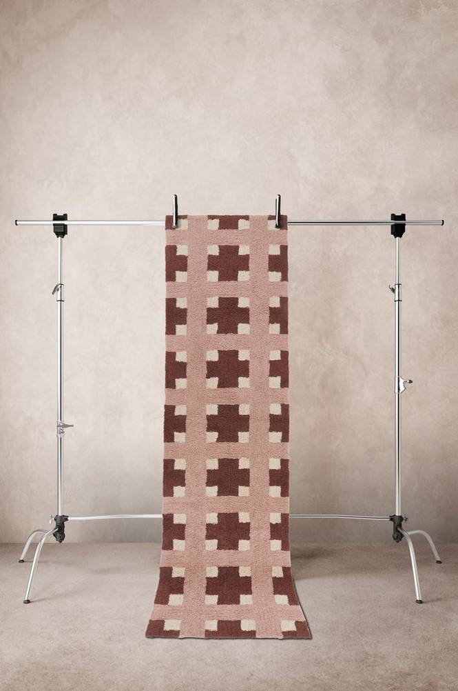 DELPHI gångmatta 80x300 cm Fudge/rosa/beige