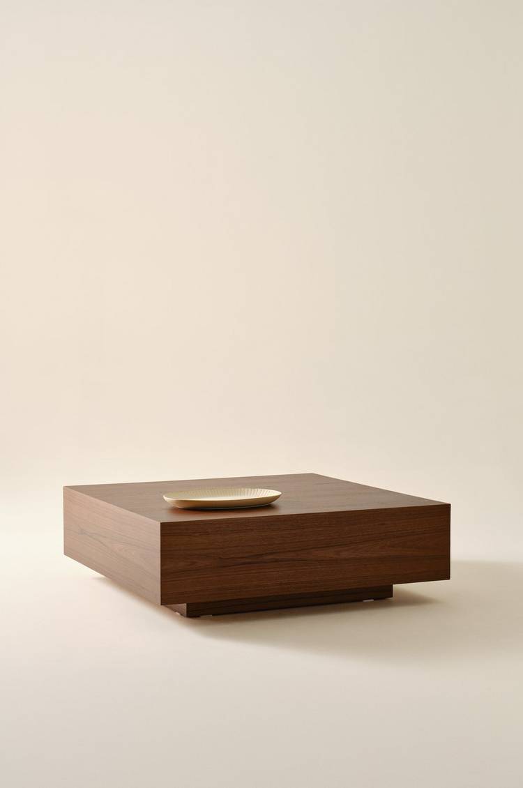 float sofabord 110x110 cm teak finér
