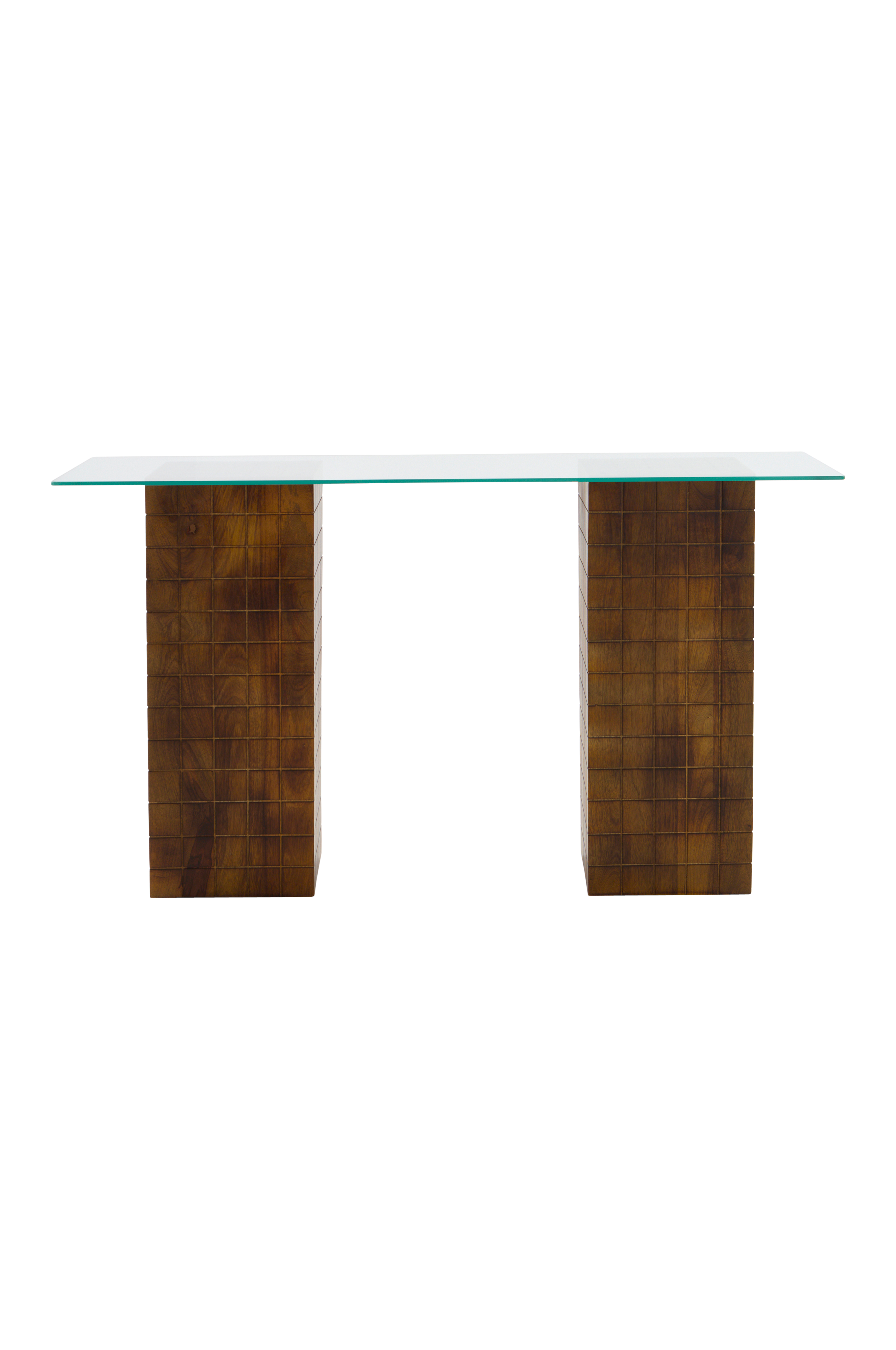 Stylish DAMEN Desk: Glass Top & Mango Wood Legs 140cm