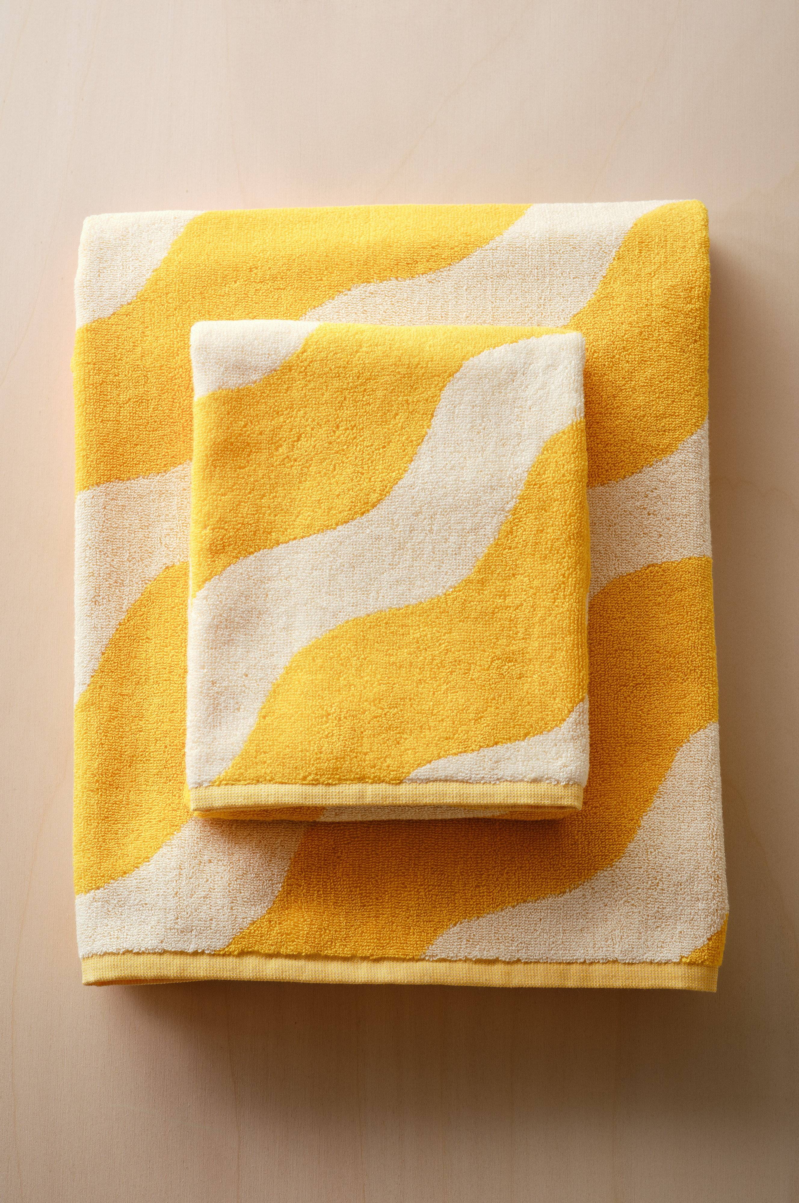 WAVES Handtuch 50x70 cm - Gelb - Badezimmertextilien